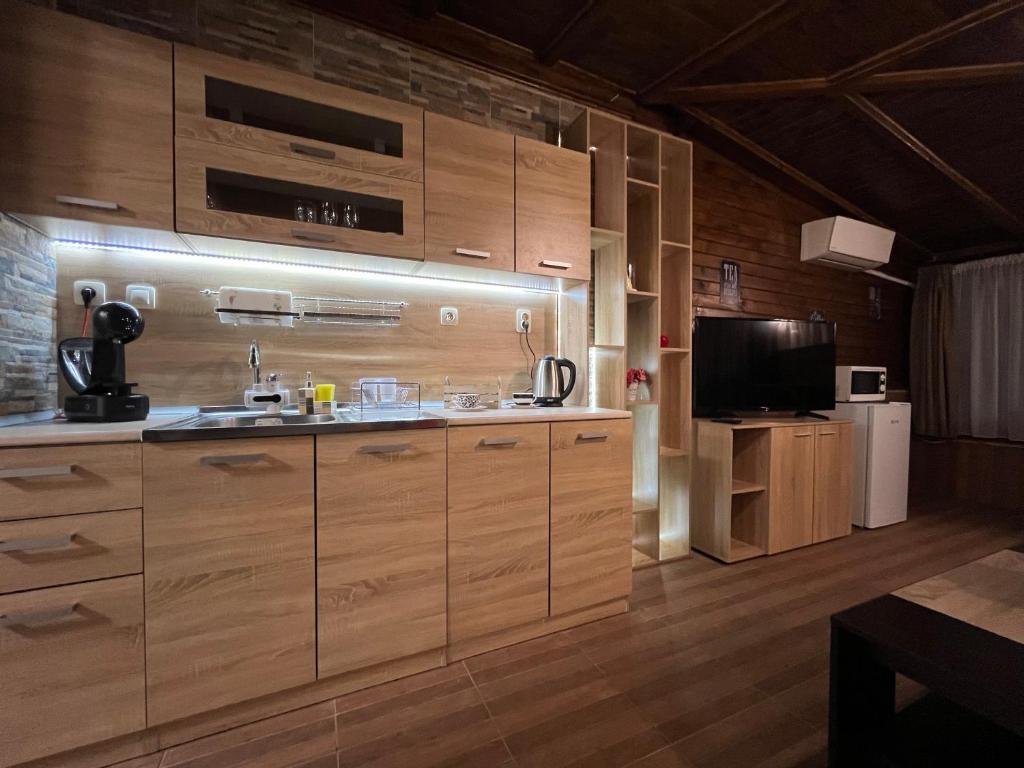 Kuchyň nebo kuchyňský kout v ubytování Georgievi Apartments Sandanski