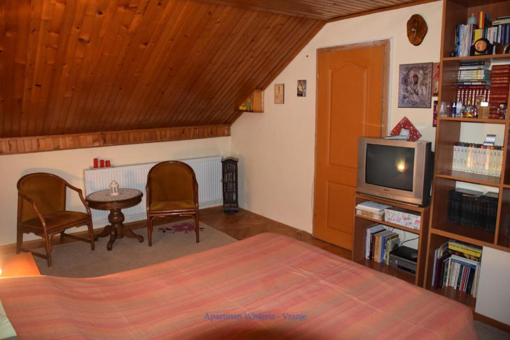 TV a/nebo společenská místnost v ubytování Apartman Wisteria