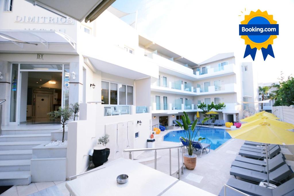 Villa con piscina y hotel en Dimitrios Beach Hotel Adults Friendly 14 plus en Rethymno Town