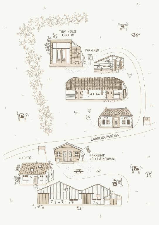 Půdorys ubytování Tiny House Lantliv Oostkapelle, bij de boer