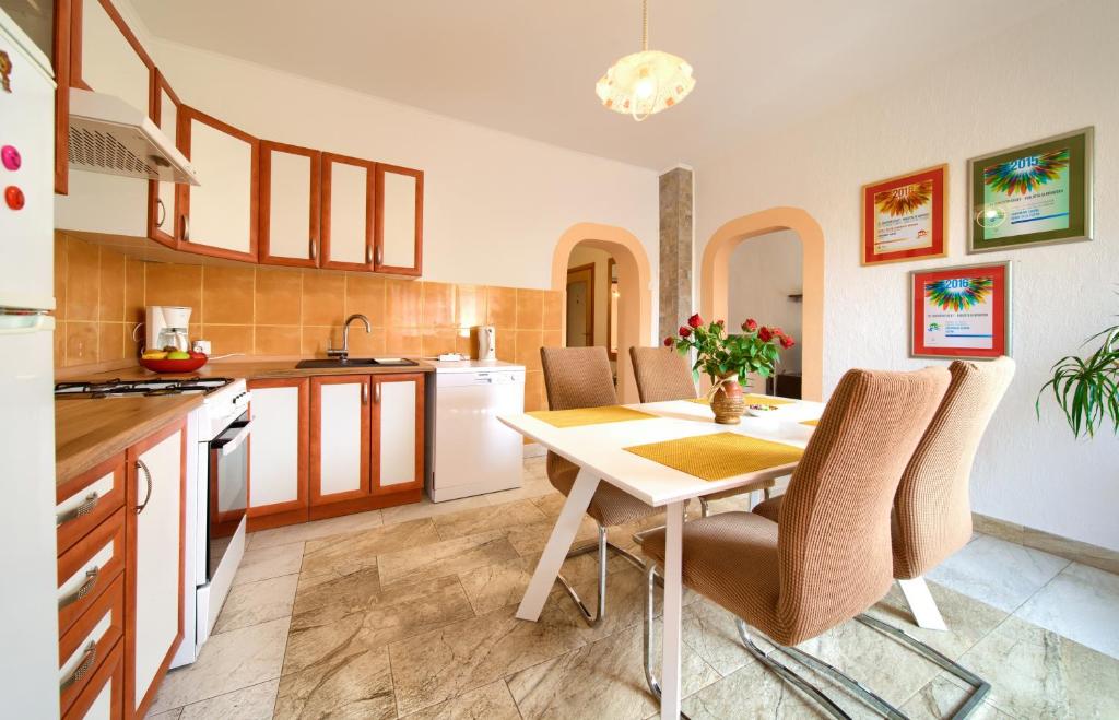 Kuchyň nebo kuchyňský kout v ubytování Apartmani Sabina