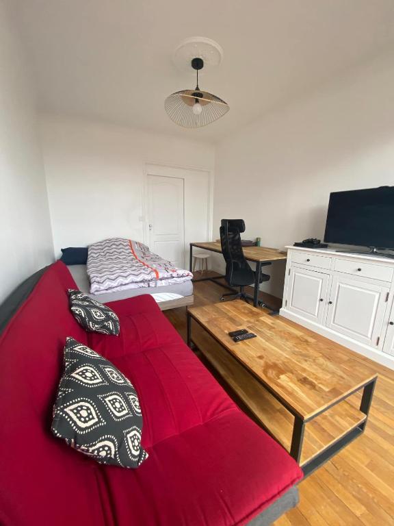 TV a/nebo společenská místnost v ubytování Chambre cosy et proche des sites Olympiques
