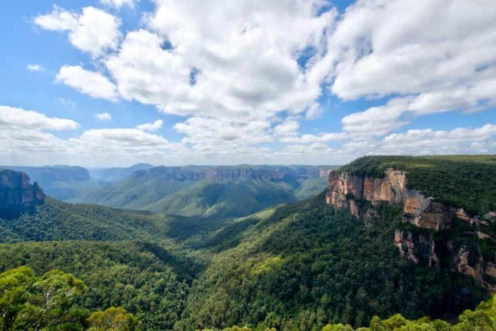 a view of the blue mountains from the blue grand canyon at Narrow Neck Lodge in Katoomba