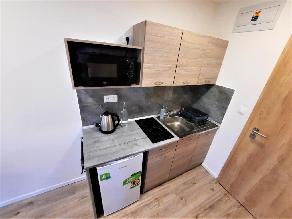 Kuchyň nebo kuchyňský kout v ubytování Tatras Apartments 622