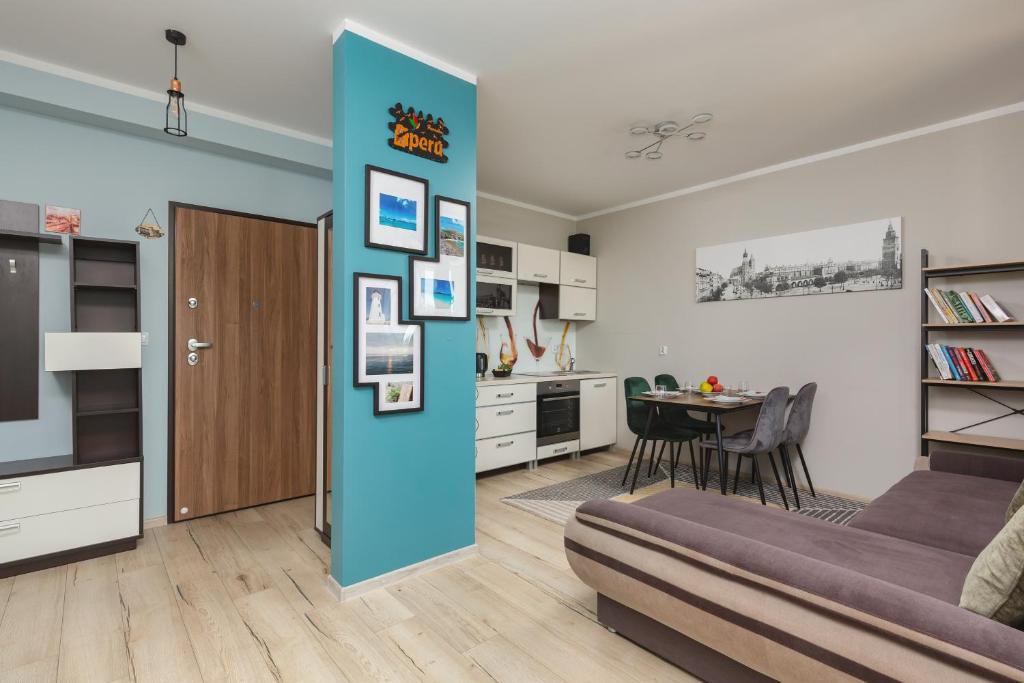 Kuchyňa alebo kuchynka v ubytovaní Apartment Na Zakolu Wisły by Noclegi Renters