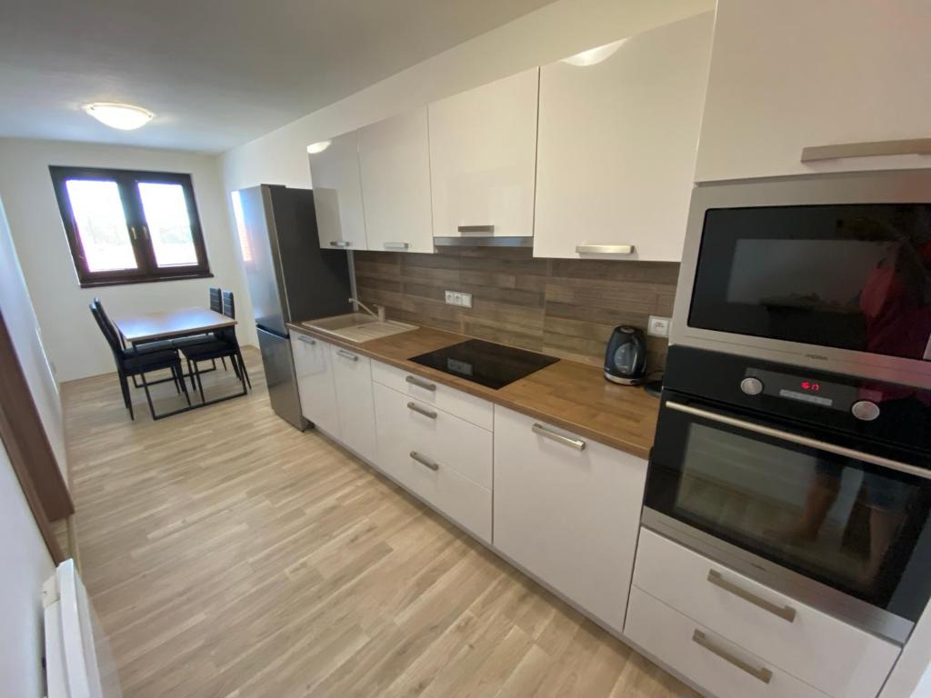 Kuchyň nebo kuchyňský kout v ubytování Apartmány u Moravčíků