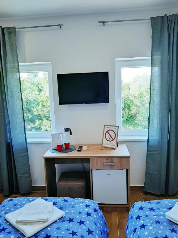 TV a/nebo společenská místnost v ubytování Pool and Villa Splav Dunavac
