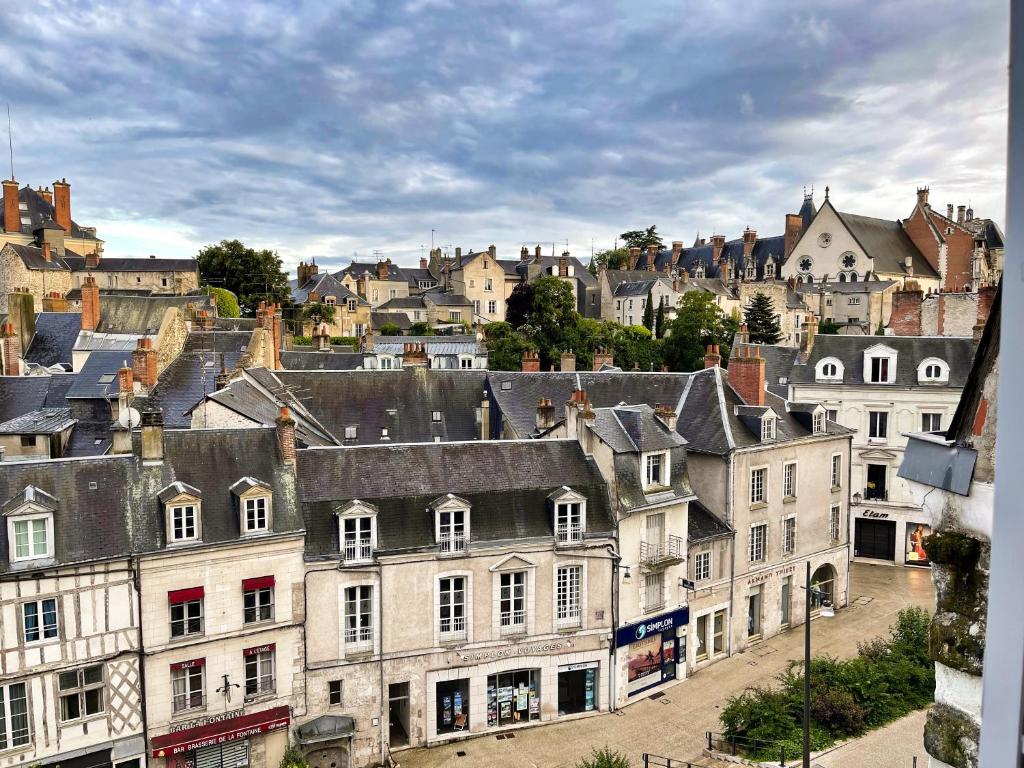 a view of a city with buildings and houses at ☆ Sur les toits de Blois ☆ T2 avec vue Château in Blois
