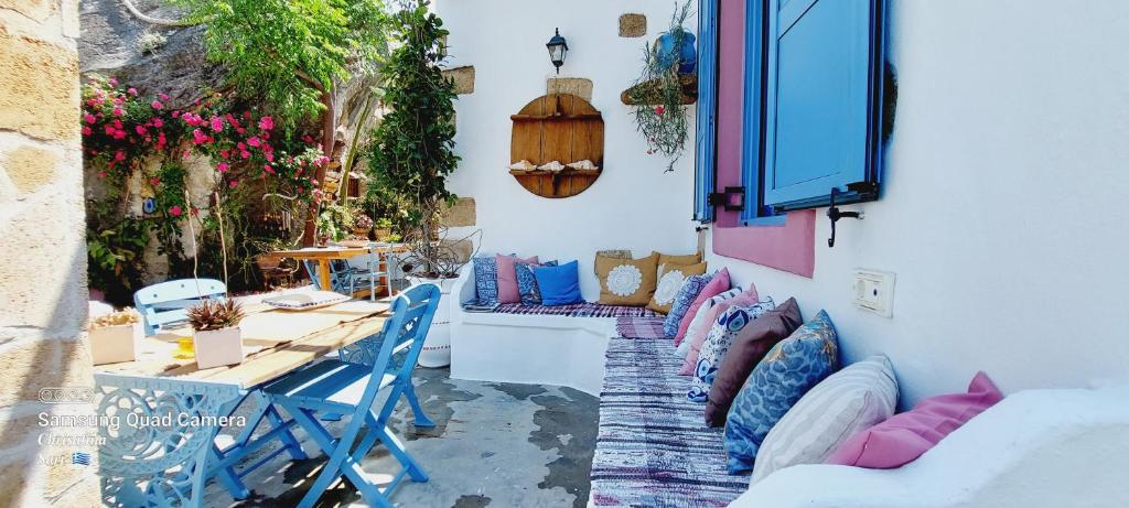 A seating area at Archontiko Stegna