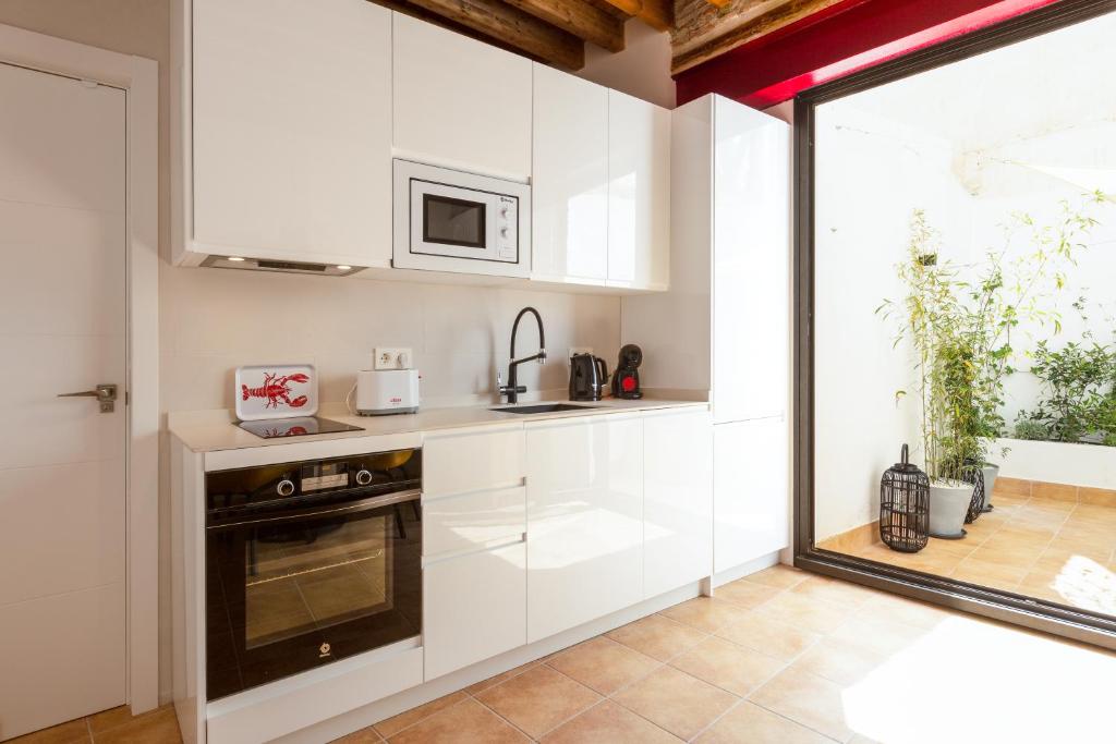 Kuchyň nebo kuchyňský kout v ubytování Precioso apartamento con patio y dos habitaciones en el barrio de Picasso