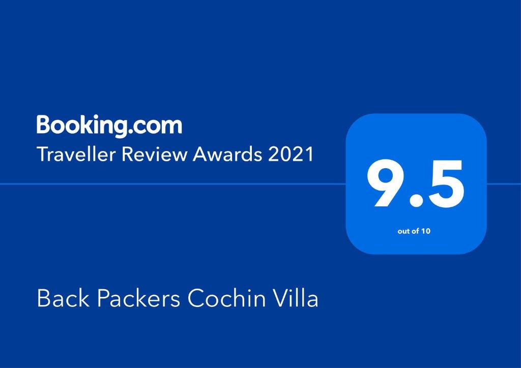 Certifikát, hodnocení, plakát nebo jiný dokument vystavený v ubytování Back Packers Cochin Villa