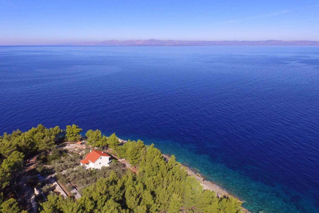 an aerial view of a house on an island in the water at Holiday home in Blato Insel Korcula 6411 in Prigradica