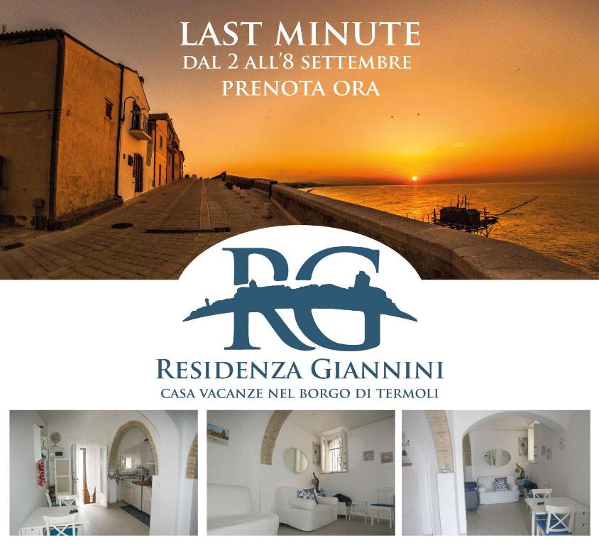un collage de tres imágenes de una vista del océano en Residenza Giannini, en Termoli