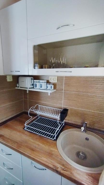 Kuchyň nebo kuchyňský kout v ubytování Apartments Aleksandra