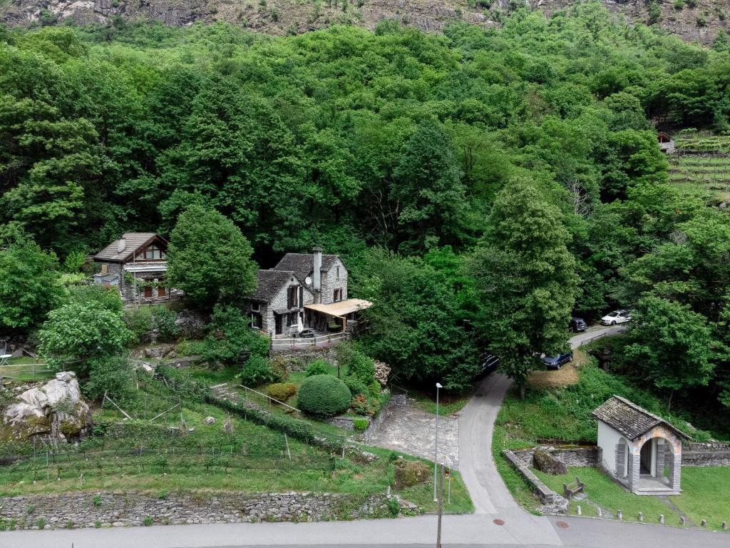una vista aérea de una casa en el bosque en Cà dal Bosc e Cà sgrüscia, en Giumaglio
