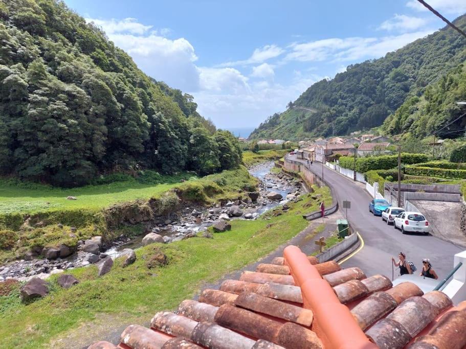 a view of a river from the roof of a building at Casa do sanguinho in Fayal da Terra