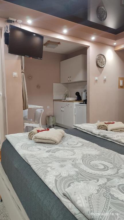 Voodi või voodid majutusasutuse Iva Lux apartman toas
