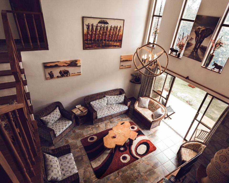 an overhead view of a living room with furniture at Room in BB - Kilihouse Bb Large Ensuite Double Bedroom 4 in Thika