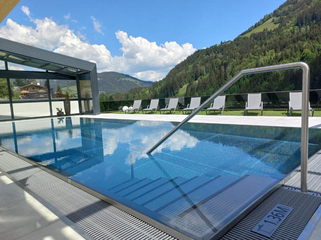 a swimming pool on the roof of a house at Sun Valley in Auffach