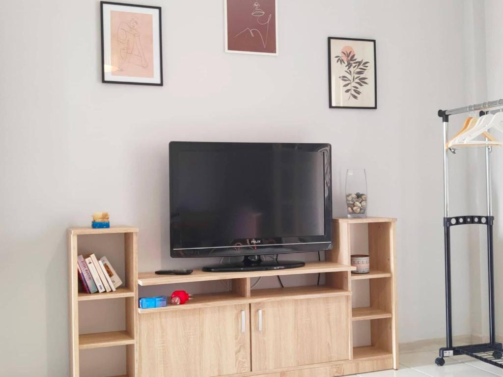 TV a/nebo společenská místnost v ubytování Asprokavos beach apartment and studio