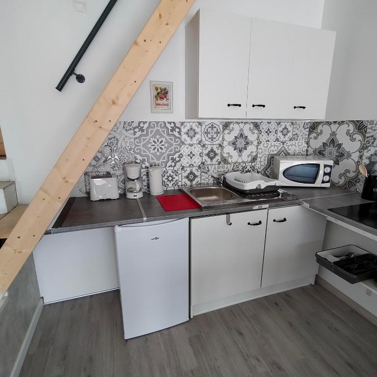 Kuchyňa alebo kuchynka v ubytovaní Alaric Lodge: gîte champêtre avec parking privé.