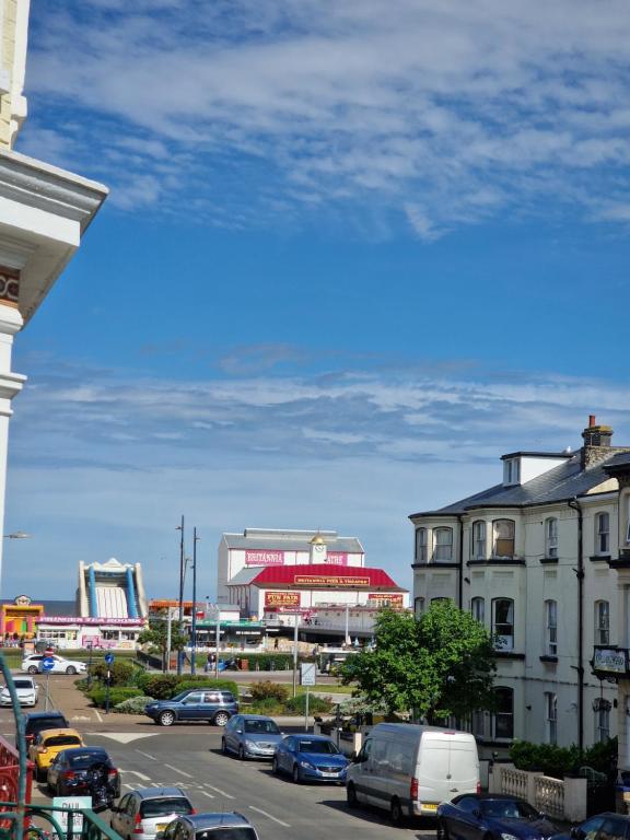a city with cars parked on a street with buildings at SEA VIEW STAY 17 Princes Road in Great Yarmouth