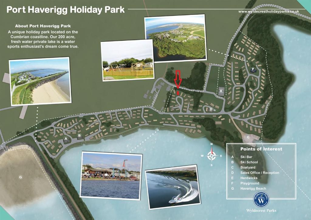 een kaart van de haven havereper vakantiepark bij Driftwood Cottage Port Haverigg Marina Village in Millom