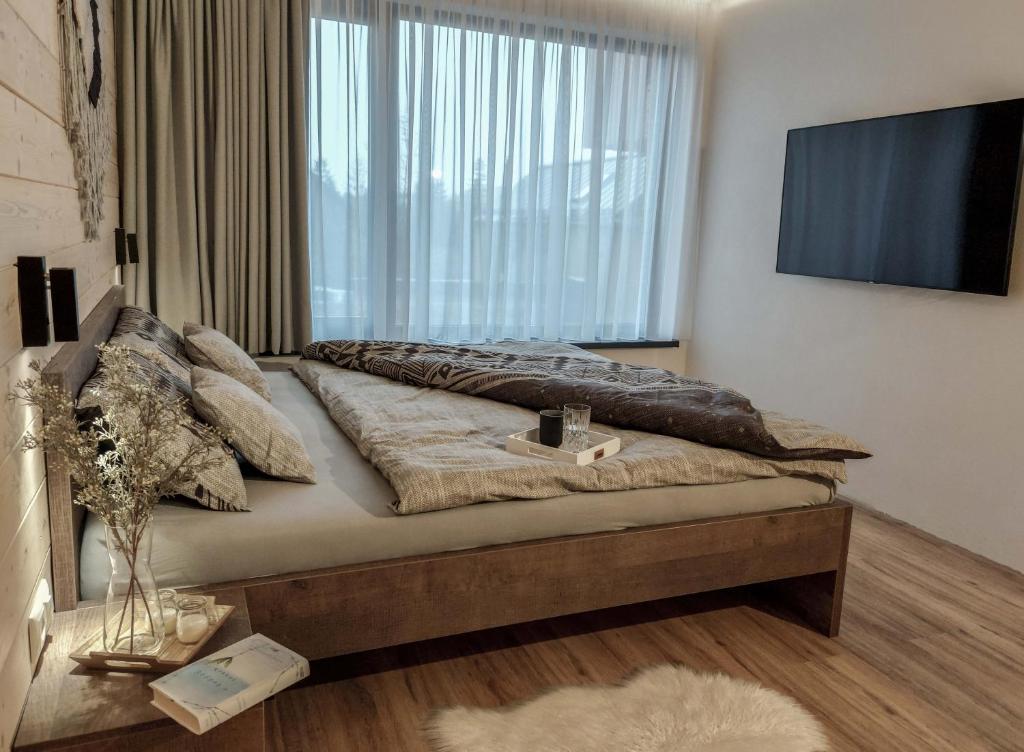Televízia a/alebo spoločenská miestnosť v ubytovaní Wellness chalet Vénus