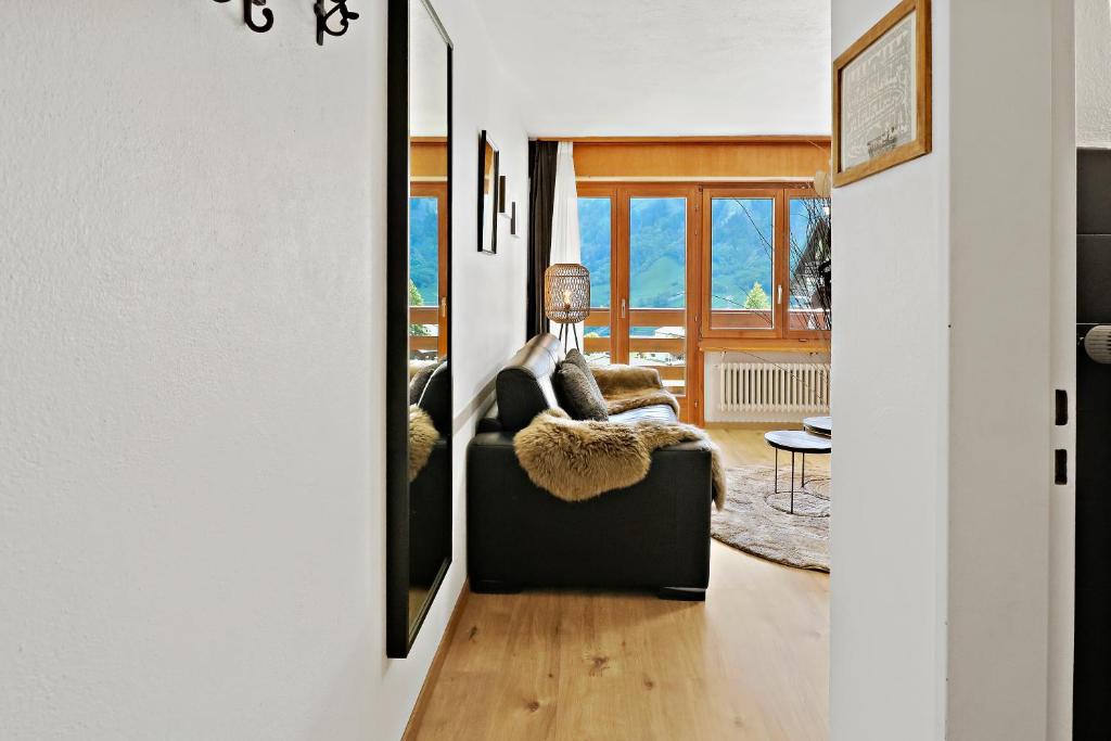 Posezení v ubytování Nouveau studio avec vue imprenable sur la vallée
