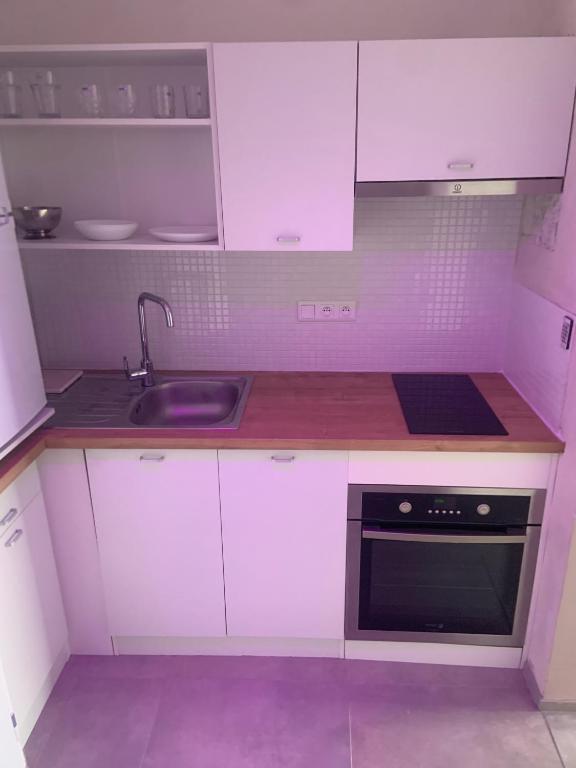 Kuchyň nebo kuchyňský kout v ubytování Apartmány Blatec