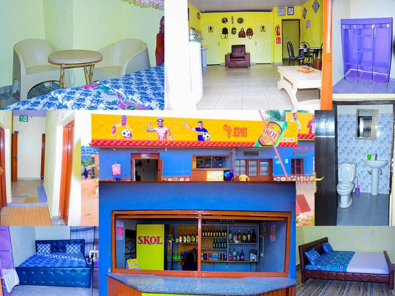 un conjunto de cuatro fotos de una casa de lego en AIRPORT INN MOTEL en Kigali