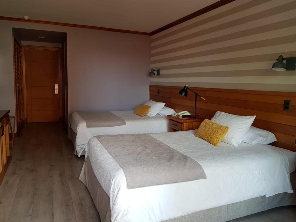 Cama o camas de una habitación en Hotel Puelche