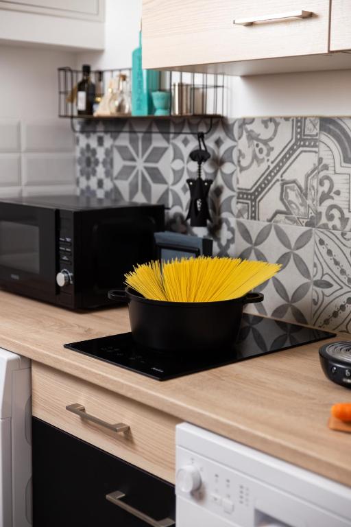Kuchyň nebo kuchyňský kout v ubytování Apartment Sancti Viti