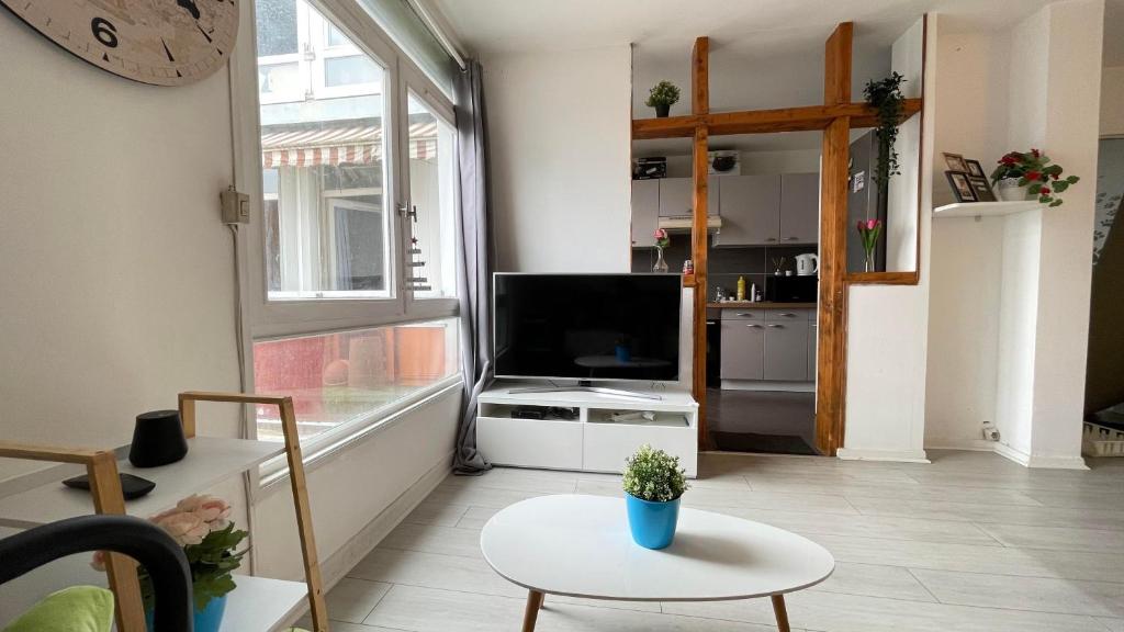 Televízia a/alebo spoločenská miestnosť v ubytovaní Belle place pour votre voyage à Paris-Ladefense
