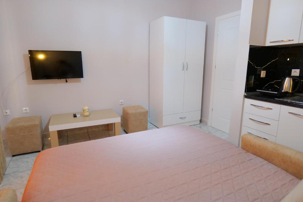 Kuchyň nebo kuchyňský kout v ubytování Kosta Apartments