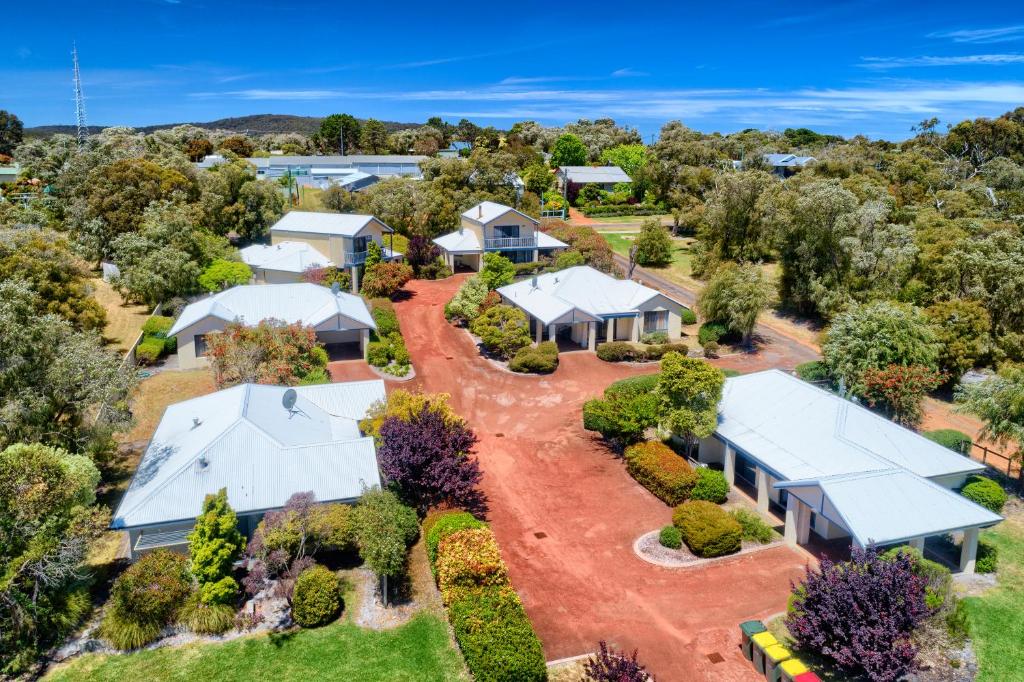 an aerial view of a house with white roofs at Bayside Villas in Walpole