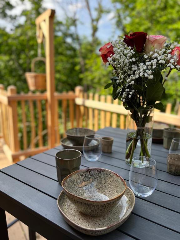 Balkón nebo terasa v ubytování Dôme à Bulles