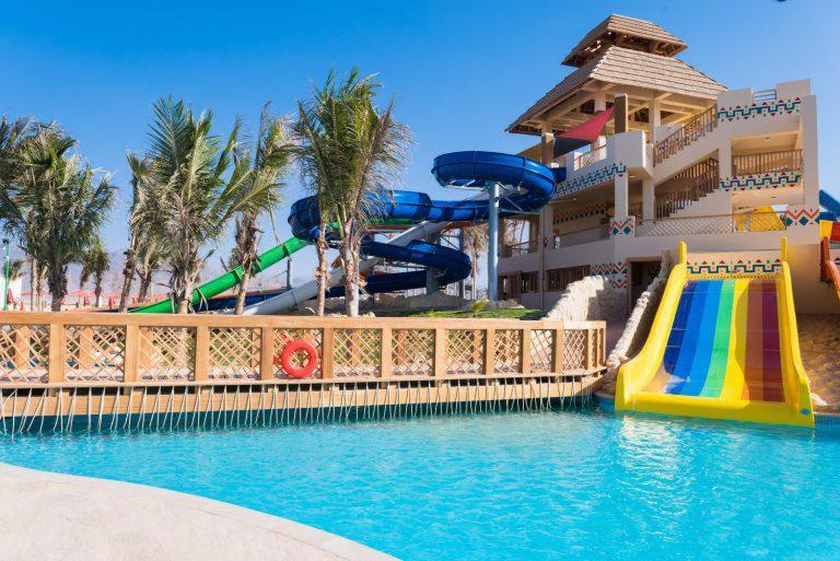 a resort with a slide and a water park at HAWANA RESORT VILLA in Salalah