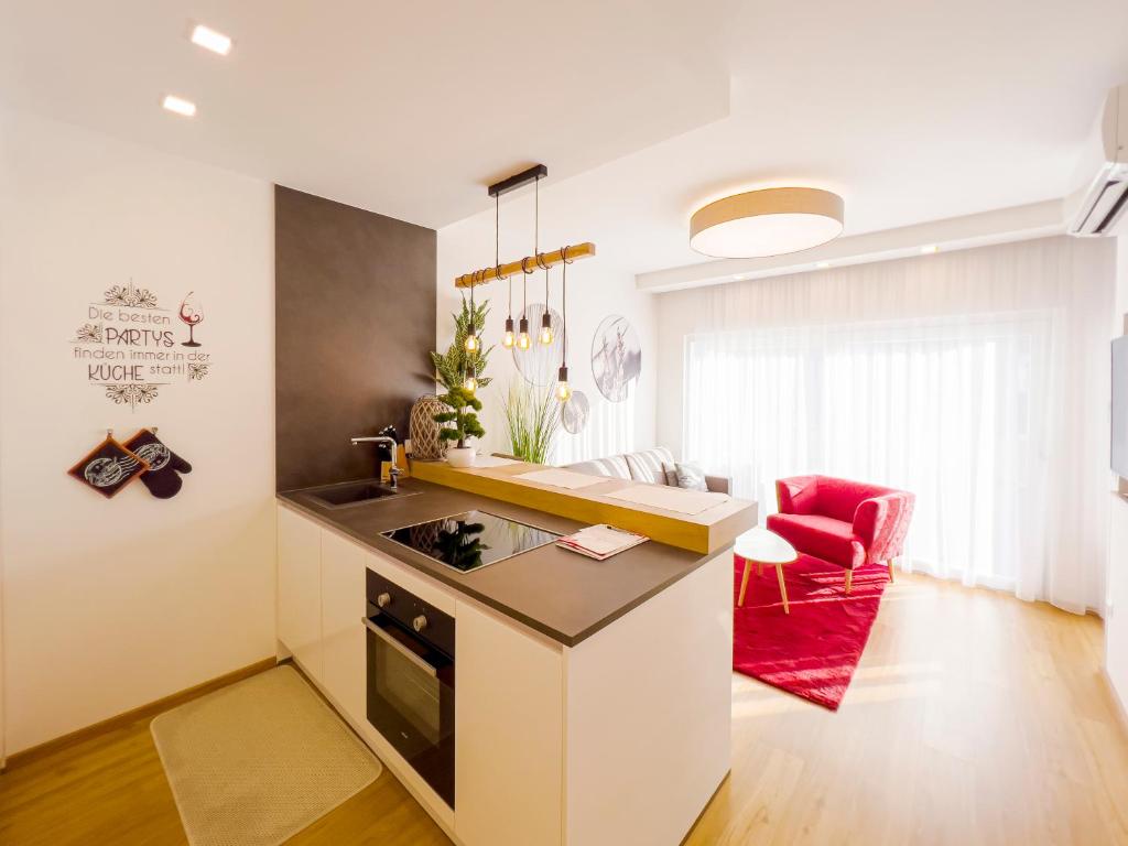 Kuchyň nebo kuchyňský kout v ubytování VIVA Apartments