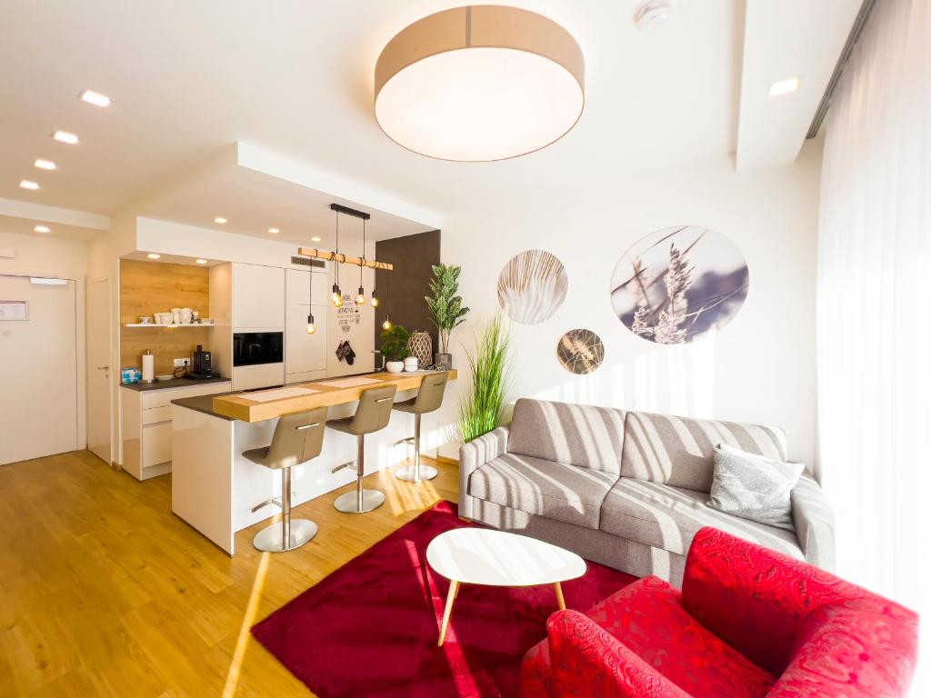 Kuchyň nebo kuchyňský kout v ubytování VIVA Apartments