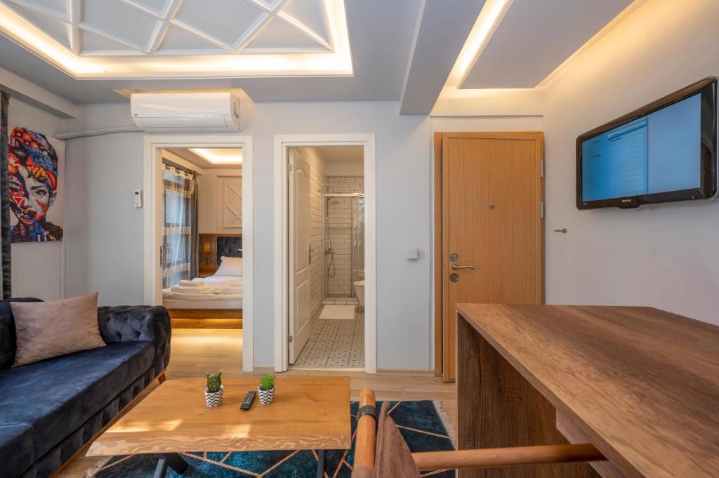 A television and/or entertainment centre at Dorne Suite Taksim Hotel