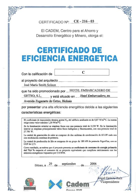 Certifikát, hodnocení, plakát nebo jiný dokument vystavený v ubytování Ercilla Embarcadero Hotel