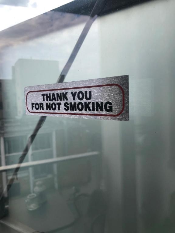 a sign that says thank you for not smoking at Double Room with Private Balcony in London