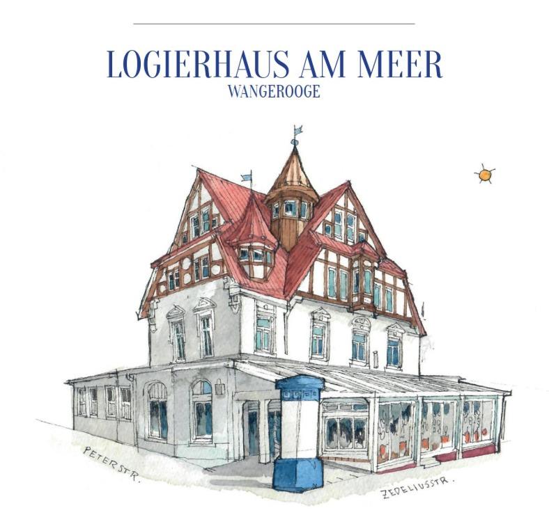 a drawing of a building with a sign that reads hoglishes an meet at Logierhaus am Meer in Wangerooge