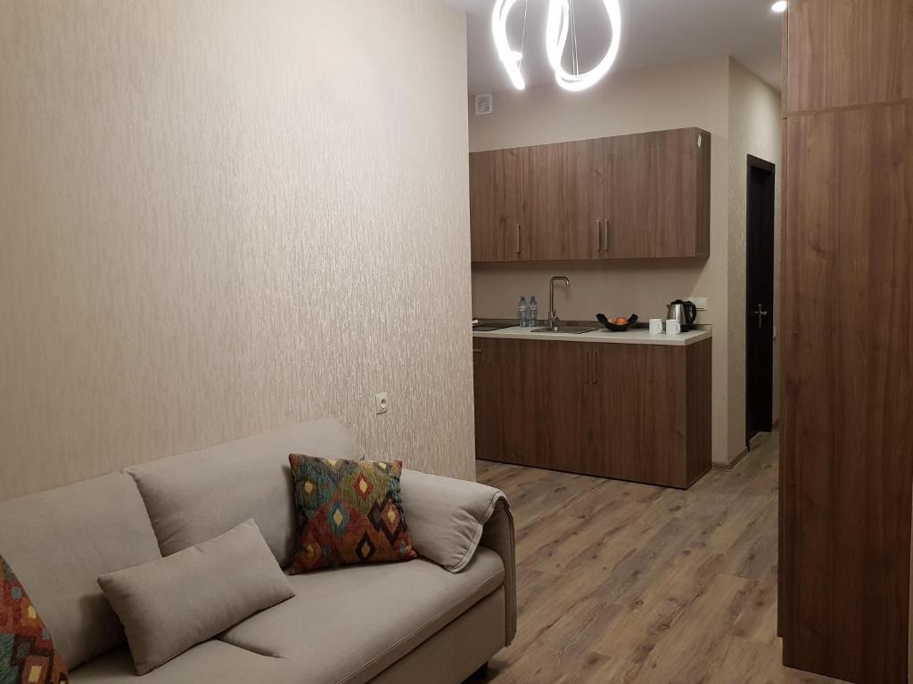 Kuchyň nebo kuchyňský kout v ubytování Bakuriani Crystal Resort Apartment