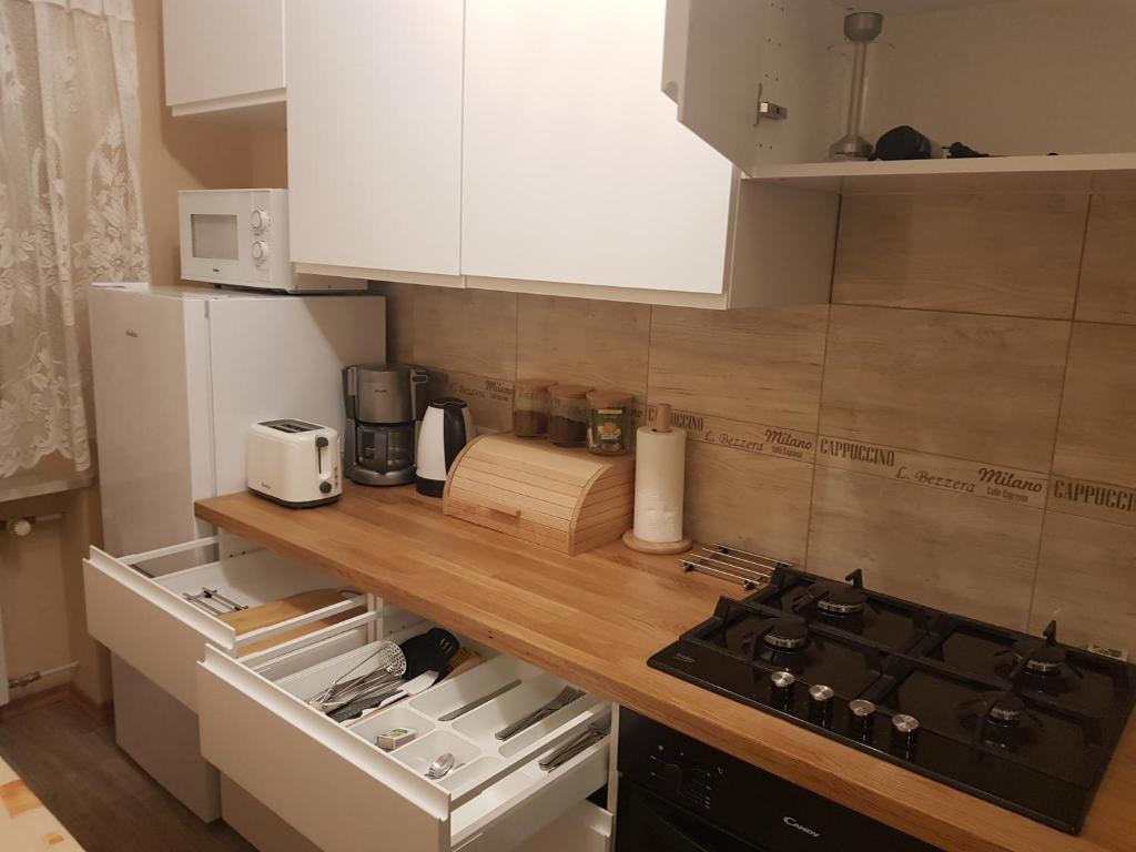 Kuchyňa alebo kuchynka v ubytovaní STUDIO Kasprzaka 11A