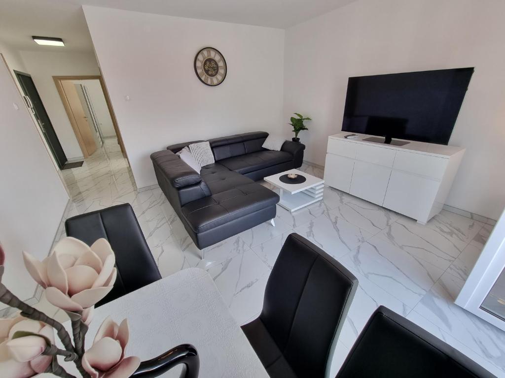 Televízia a/alebo spoločenská miestnosť v ubytovaní Apartman STRIGA