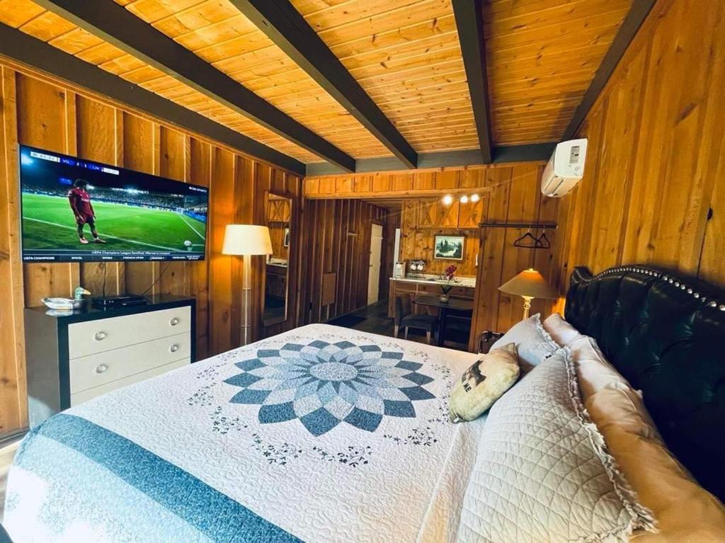 TV a/nebo společenská místnost v ubytování Riverfront Lodging