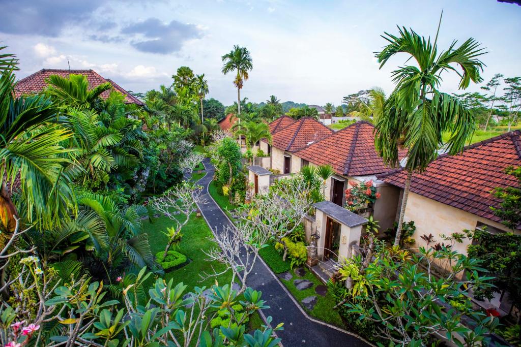 an aerial view of a villa with a garden at Villa Mandi Ubud in Ubud