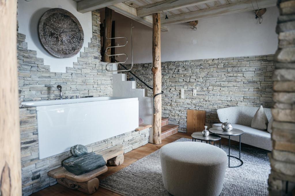 Posezení v ubytování Boutiquehotel Blaue Burg Falkenstein